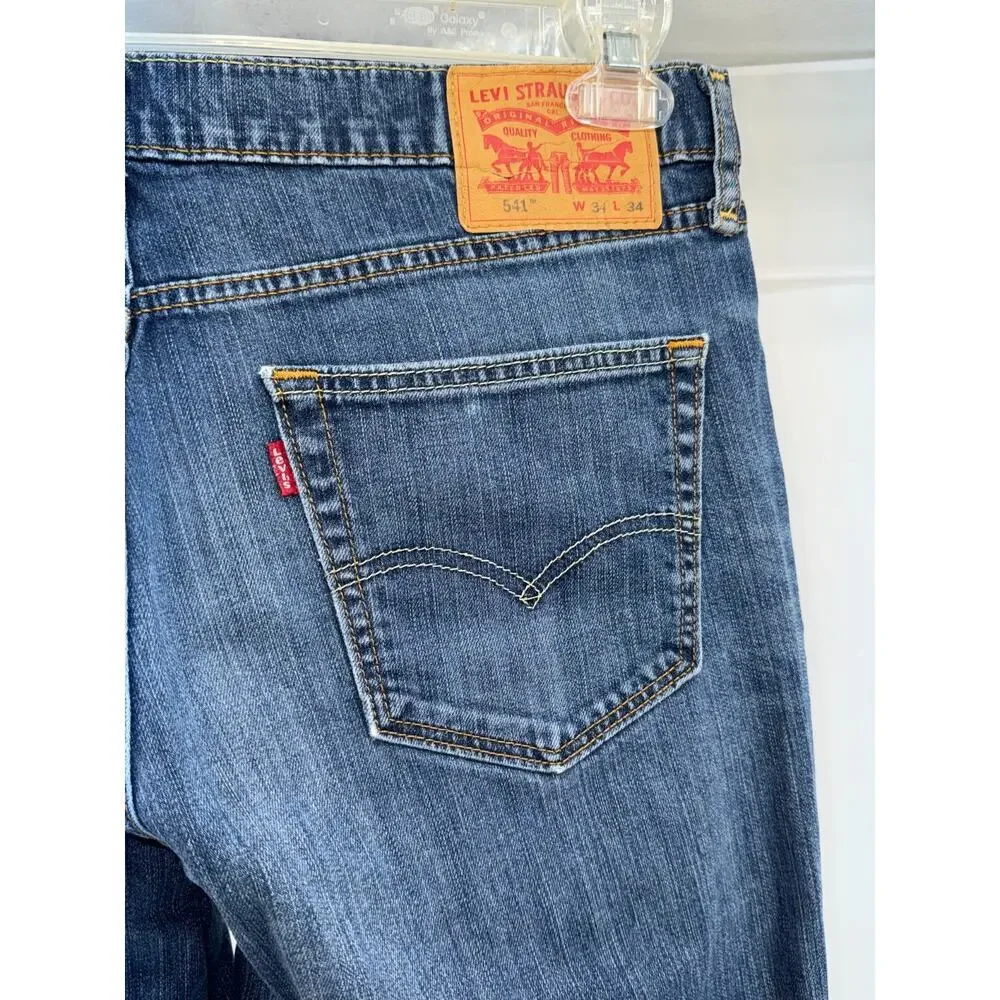 Levis 541 Athletic Fit Stretch Jeans Medium Wash Mens 36x32 Tapered Denim